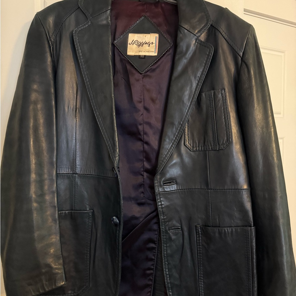 Vintage Navy Leather Jacket